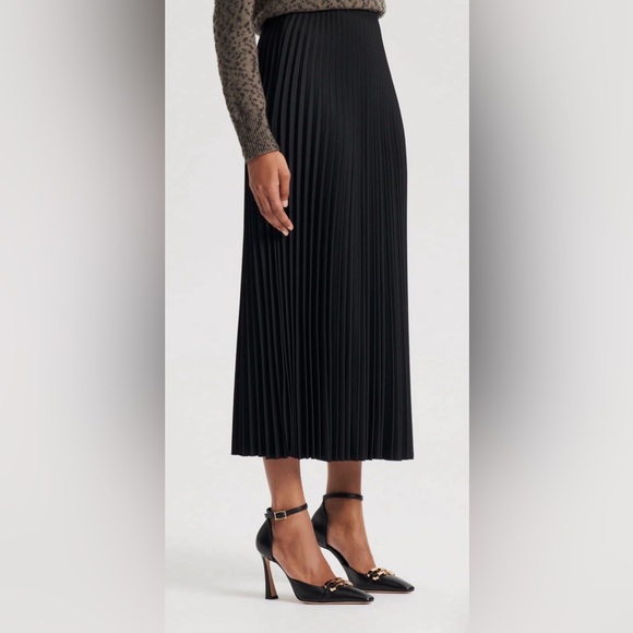 NWT Scanlan Theodore Twill Black Pleat Skirt - Picture 3 of 6
